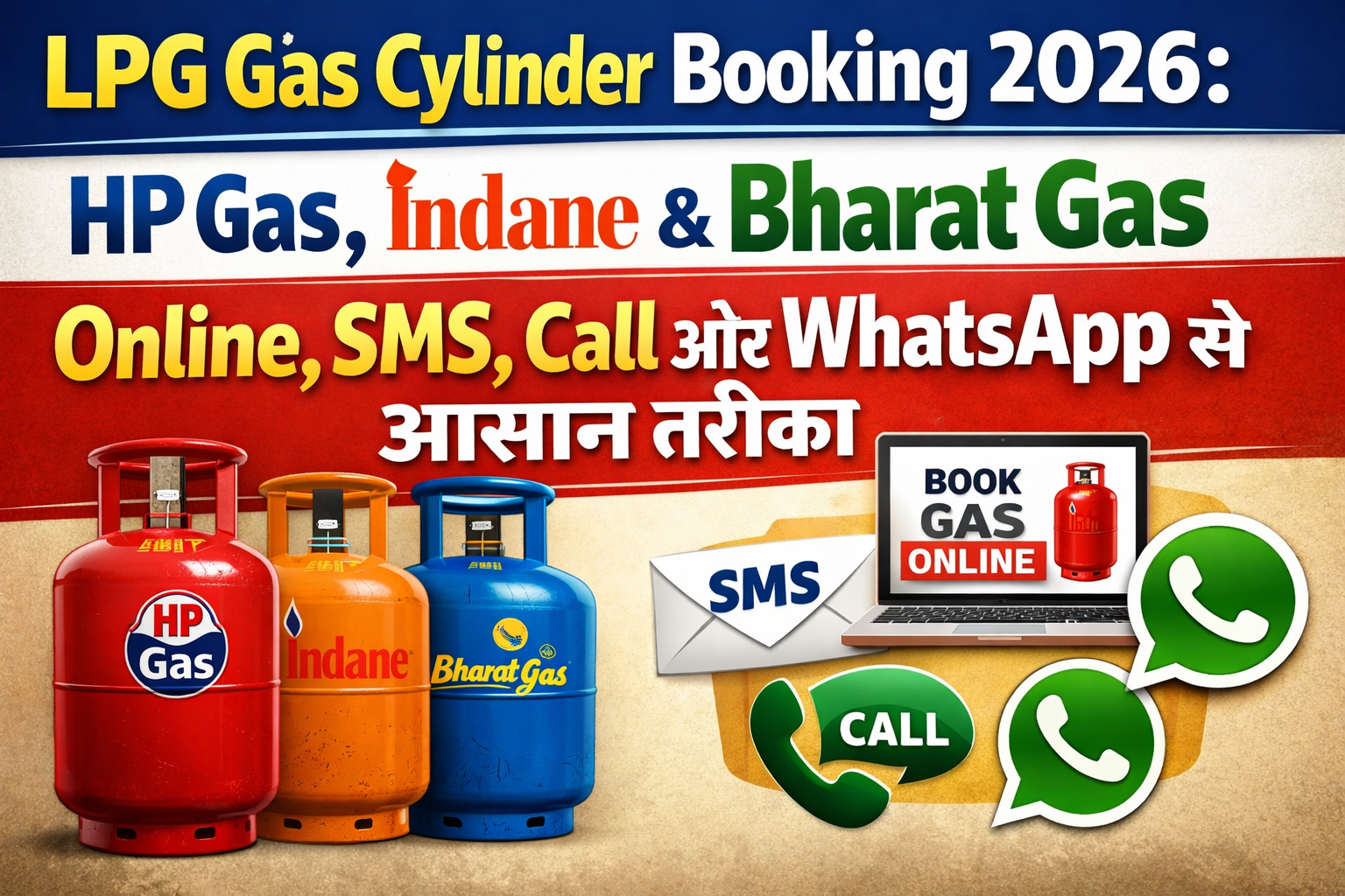LPG Gas Cylinder Booking 2026: HP Gas, Indane & Bharat Gas Online, SMS, Call और WhatsApp से आसान तरीका