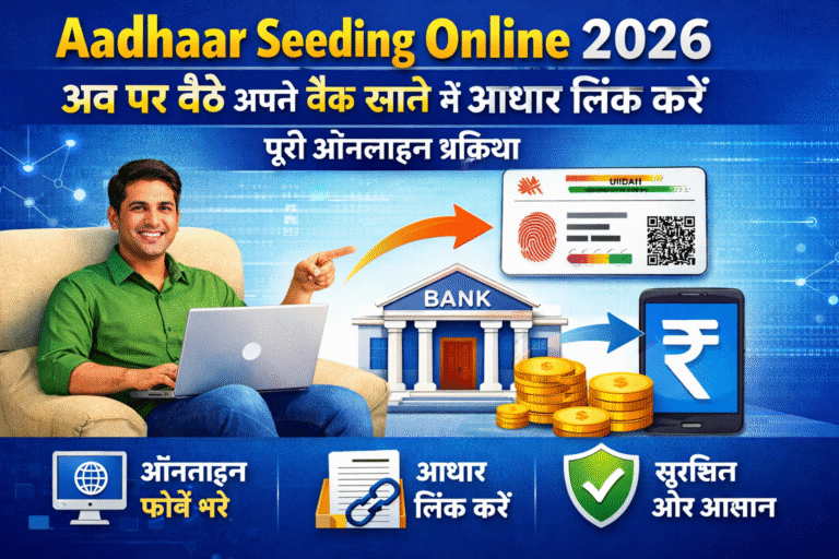 Aadhaar Seeding Online 2026: अब घर बैठे अपने बैंक खाते में आधार लिंक करें – पूरी ऑनलाइन प्रक्रिया