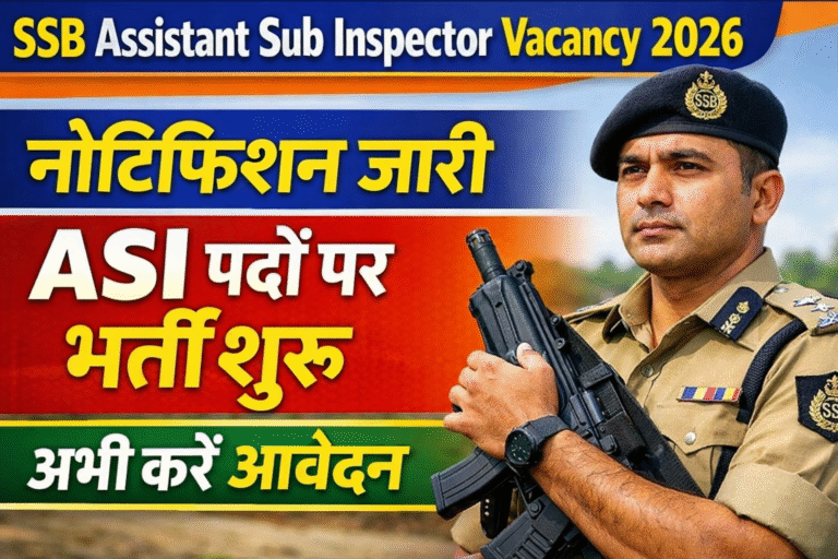 SSB Assistant Sub Inspector Vacancy 2026: नोटिफिकेशन जारी, ASI पदों पर भर्ती शुरू – अभी करें आवेदन