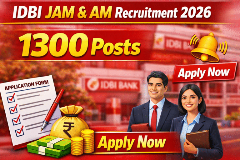 IDBI Bank Recruitment 2026: 1300 JAM & Assistant Manager Posts, Apply Online full Details