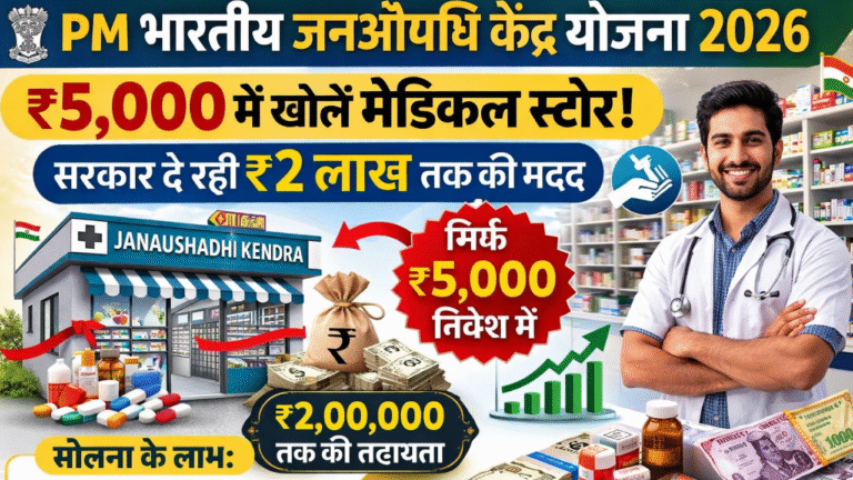 PM Bhartiya Janaushadhi Kendra Yojana 2026: ₹5,000 में खोलें मेडिकल स्टोर, सरकार दे रही ₹2 लाख तक की मदद