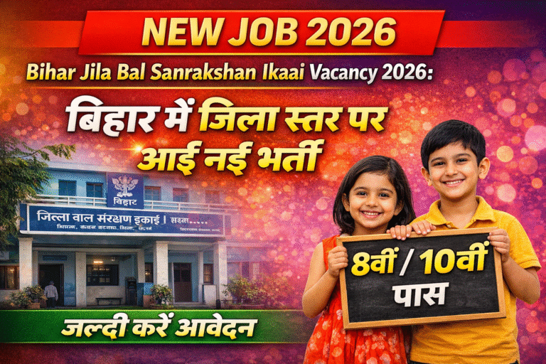 Bihar Jila Bal Sanrakshan Ikai Vacancy 2026: बिहार में जिला स्तर पर आई नई भर्ती, 8वीं/10वीं पास जल्दी करें आवेदन