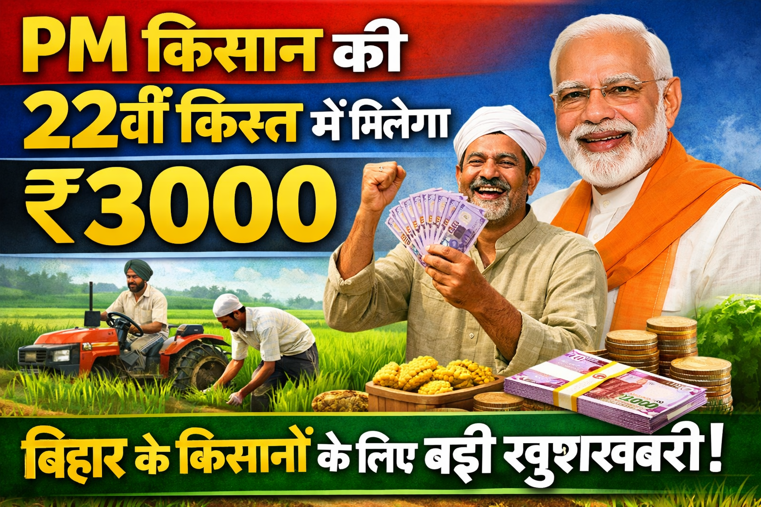 PM kisan payment new update: Pm किसान की 22वीं किस्त में मिलेगा ₹3000, बिहार के किसानों के लिए बखुशखबरी