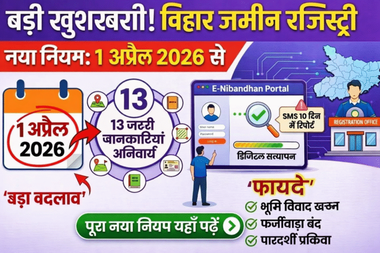 Bihar Jamin Registry New Rule 2026 : बिहार में 1 अप्रैल से जमीन रजिस्ट्री में हो रहा है बड़ा बदलाव, नया नियम लागू जल्द देखे