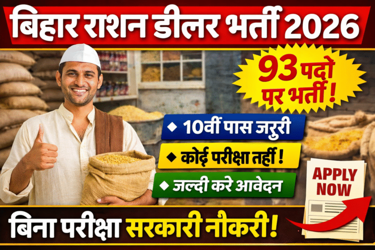 Bihar Ration Dealer Vacancy 2026: बिहार में राशन डीलर के पदों पर बंपर भर्ती – आवेदन शुरू, जल्दी करें