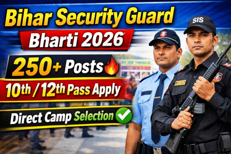 Bihar Security Guard & Supervisor Recruitment 2026– 250 पदों पर भर्ती, 10वीं/12वीं पास करें आवेदन