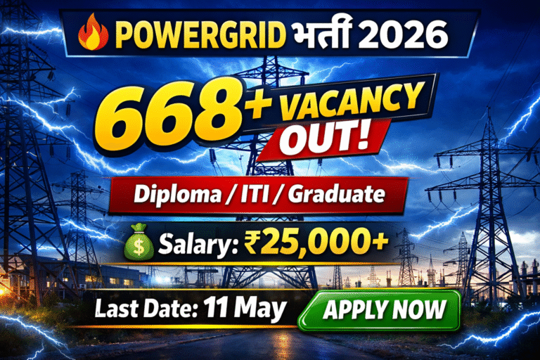 PGCIL Non Executive Recruitment 2026 – 668+ पदों पर भर्ती जल्द देखे पूरी जानकारी