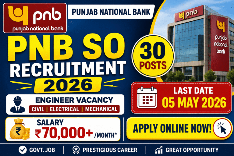 Punjab National Bank SO Recruitment 2026 – Apply Online, Eligibility, Last Date, Salary & Full Details