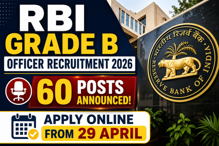 RBI Grade B Officer Recruitment 2026: 60 Posts Announced, Apply Online from 29 April