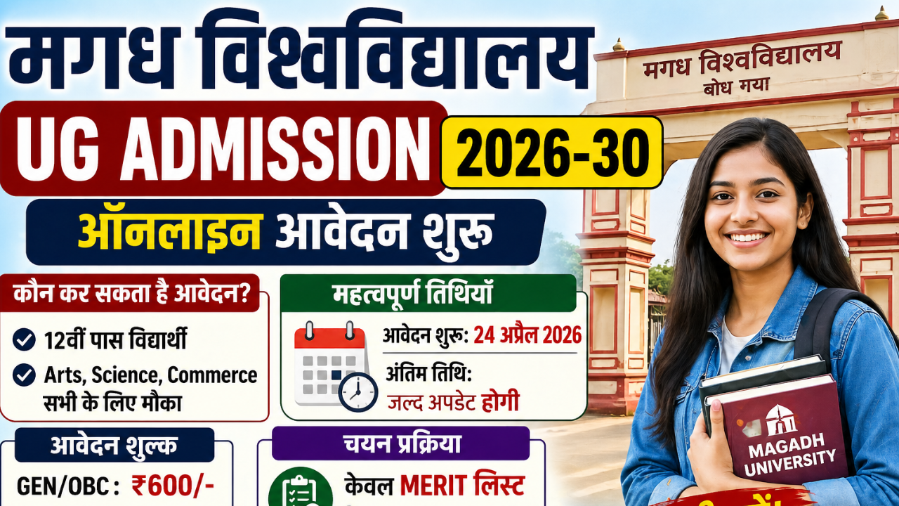 Magadh University UG Admission 2026-30: ऑनलाइन आवेदन शुरू, जानें पूरी प्रक्रिया, योग्यता, फीस और मेरिट लिस्ट