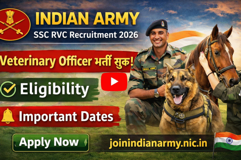 Indian Army 95th SSC RVC Vacancy 2026 – पूरी जानकारी (Eligibility, Last Date, Apply Process)