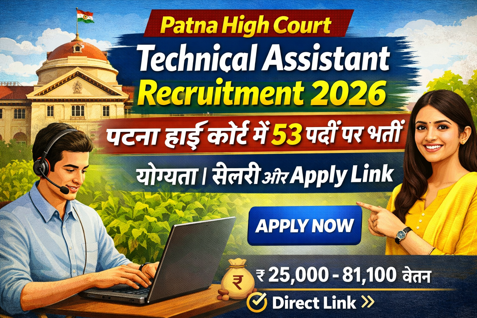 Patna High Court Technical Assistant Recruitment 2026: पटना हाई कोर्ट में 53 पदों पर भर्ती – योग्यता, सैलरी और Apply Link