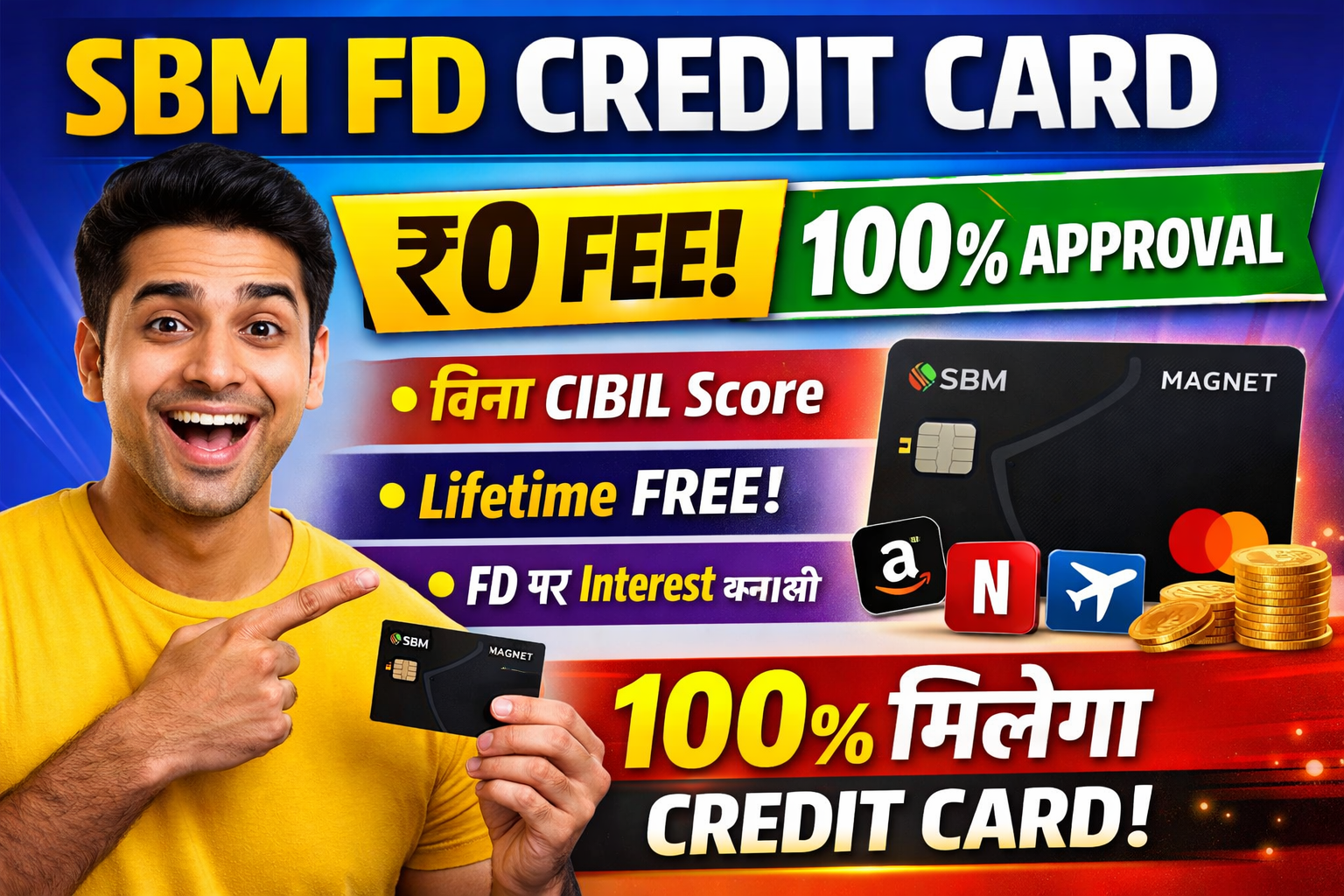 SBM FD Credit Card Apply Online 2026-₹0 Fee में Credit Card पाएं – बिना CIBIL Score 100% Approval