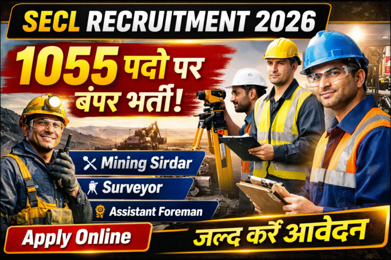 SECL Recruitment 2026–1055 पदों पर भर्ती (Mining Sirdar, Assistant Foreman,Surveyor) – पूरी जानकारी
