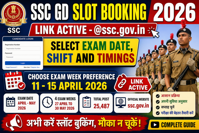 SSC GD Slot Booking 2026 Link Active – Exam Date, Shift & Timing कैसे चुनें (पूरी जानकारी)