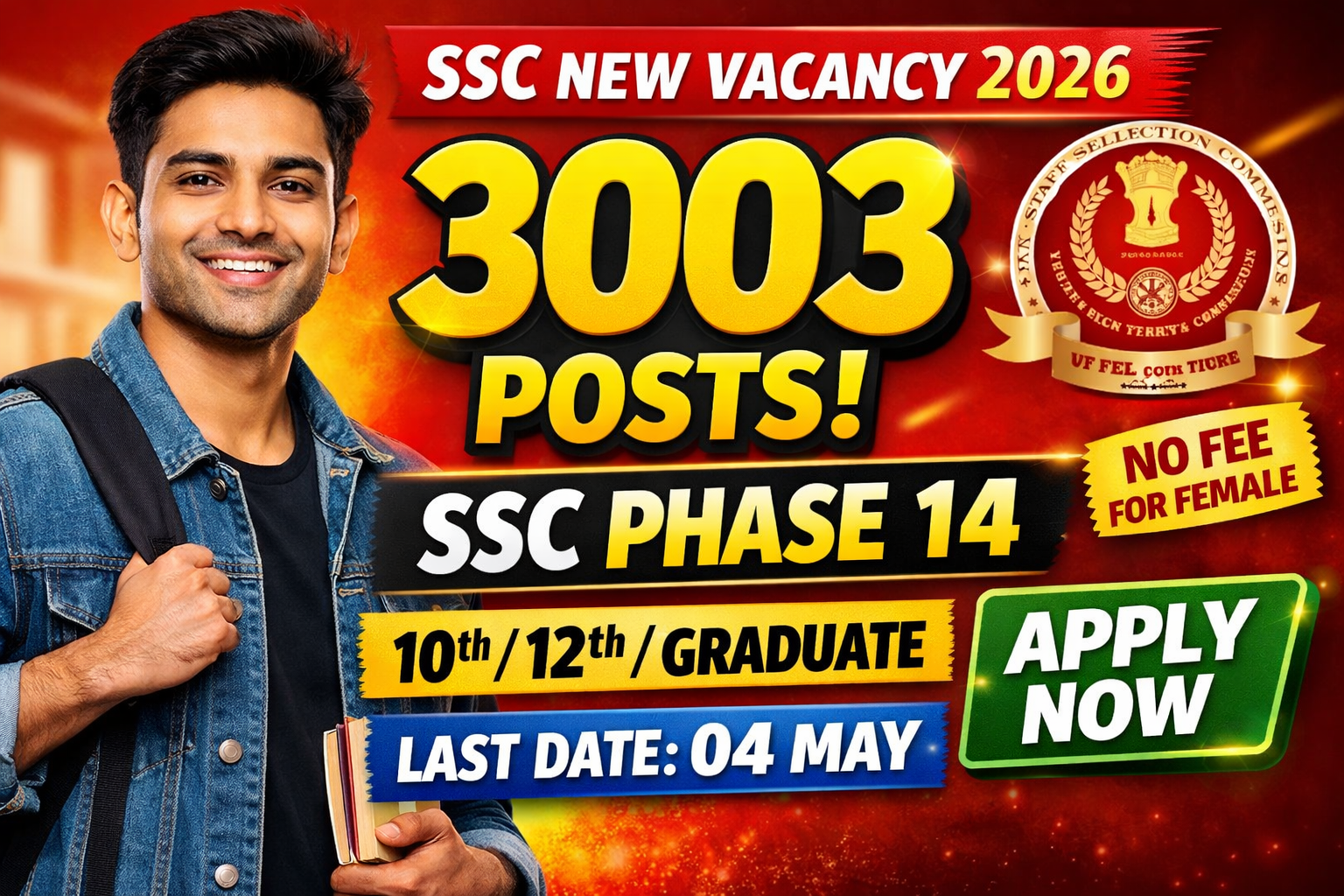 SSC Selection Post Phase 14 Recruitment 2026- Notification Out for 3003 Posts