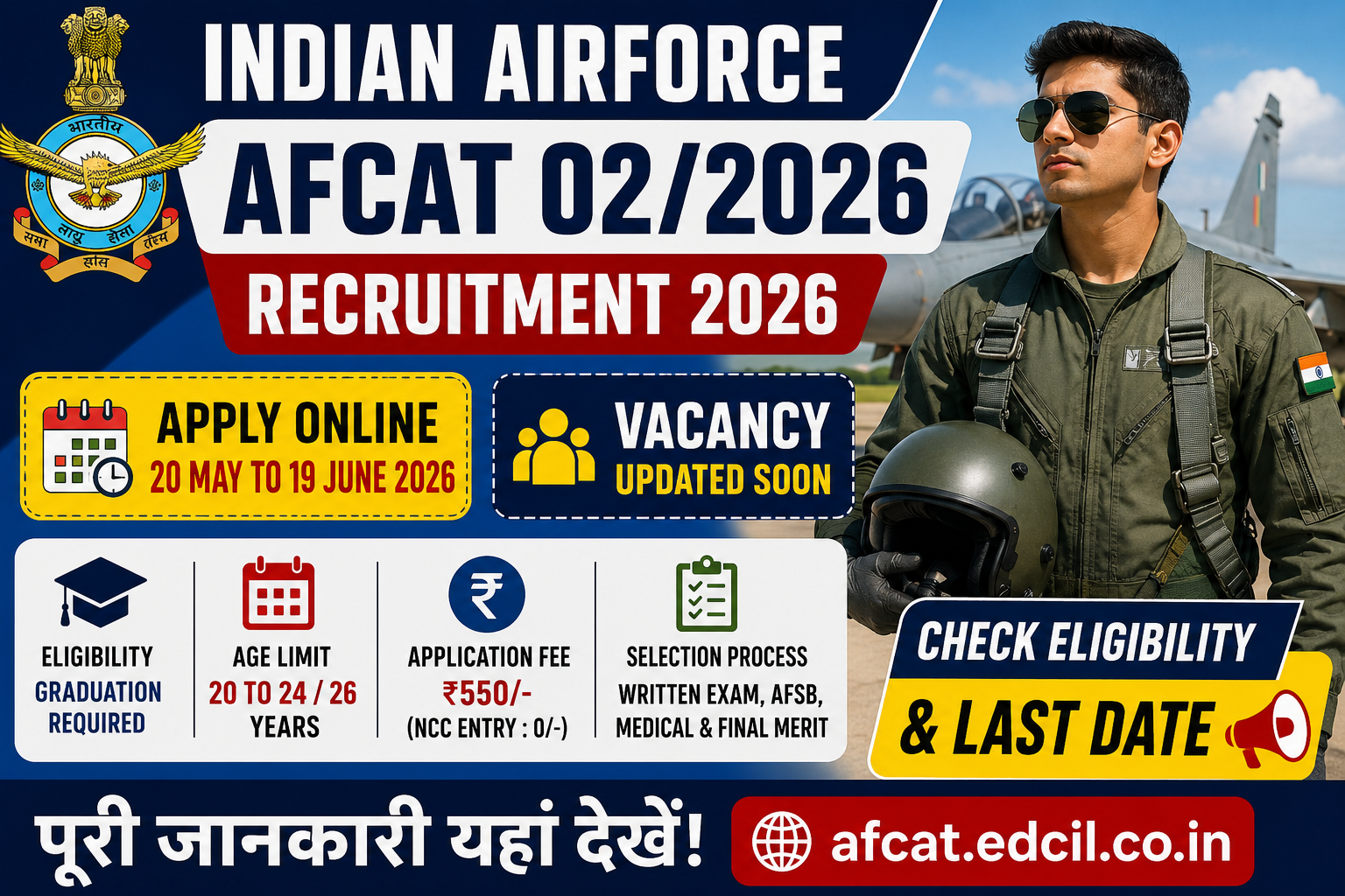 Indian Airforce AFCAT 02/2026 Recruitment 2026- Apply Online, Check Eligibility & Last Date Full Details