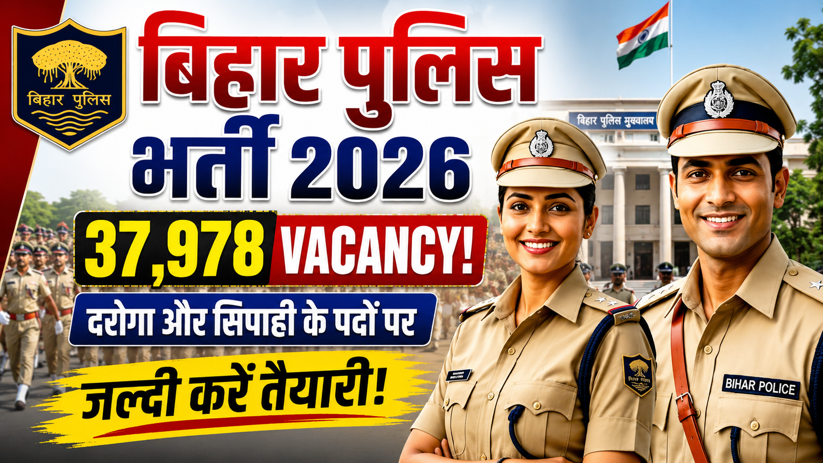 Bihar Police New Bharti 2026: बिहार पुलिस में 37,978 पदों पर बंपर भर्ती, जल्द शुरू होगा आवेदन