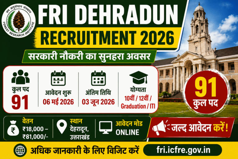 FRI Dehradun Recruitment 2026: 91 पदों पर निकली भर्ती, ऐसे करें ऑनलाइन आवेदन