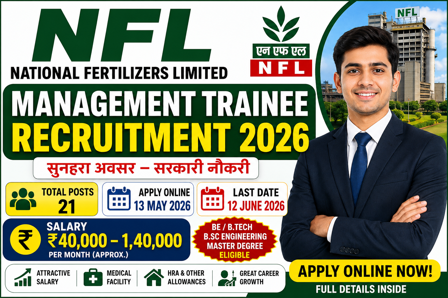 NFL Management Trainee Recruitment 2026 Apply Online – Notification, Eligibility, Salary & Last Date Full Details