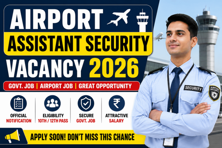 Airport Assistant Security Vacancy 2026: एयरपोर्ट असिस्टेंट सिक्योरिटी भर्ती 2026 का नोटिफिकेशन जल्द जारी, ऐसे करें आवेदन