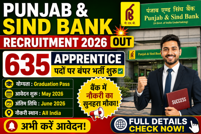 Punjab & Sind Bank Recruitment 2026: 635 Apprentice Posts Notification Out, Apply Online Now