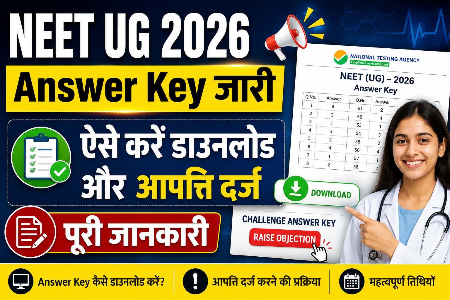 NEET UG 2026 Answer Key जारी, ऐसे करें डाउनलोड और आपत्ति दर्ज | पूरी जानकारी