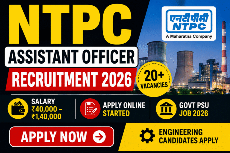 NTPC Assistant Officer Recruitment 2026 : Direct Apply Link, Eligibility & Salary Details