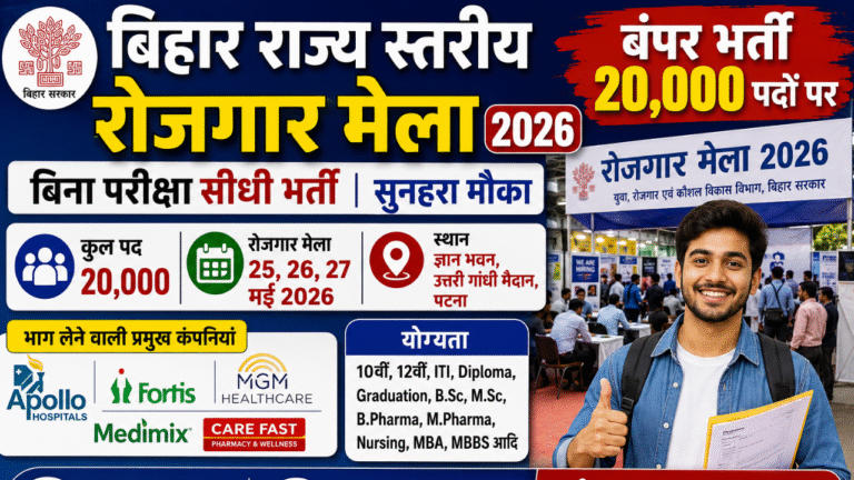 Bihar State Level Rojgar Mela 2026: बिहार में 20 हजार पदों पर बंपर भर्ती, बिना परीक्षा सीधी नौकरी का मौका