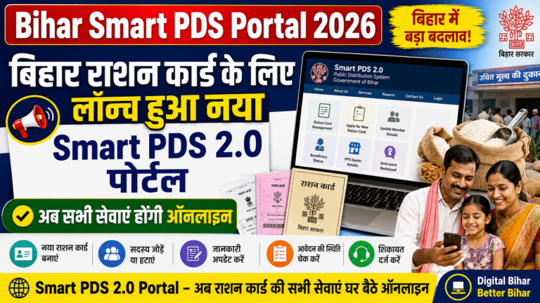 Bihar Smart PDS Portal 2026: बिहार राशन कार्ड के लिए लॉन्च हुआ नया Smart PDS 2.0 पोर्टल, अब सभी सेवाएं होंगी ऑनलाइन