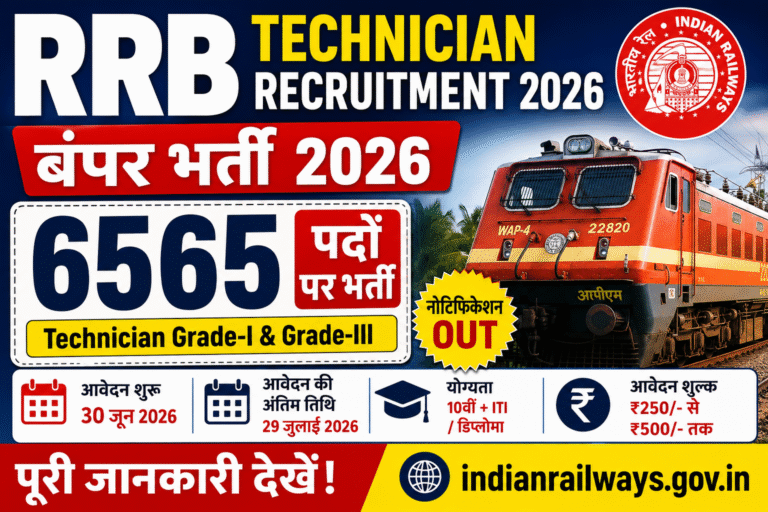 RRB Technician Recruitment 2026: 6565 पदों पर निकली बंपर भर्ती, जानें योग्यता, आयु सीमा और आवेदन प्रक्रिया