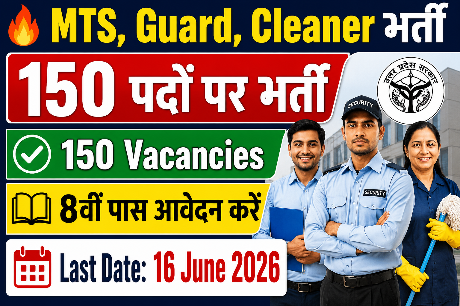 UP Sewayojan Vibhag Recruitment 2026: MTS, सिक्योरिटी गार्ड एवं क्लीनर भर्ती 2026, ऑनलाइन आवेदन शुरू