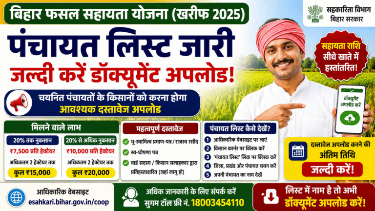 Bihar Fasal Bima Document Upload & Panchayat List: पंचायत लिस्ट जारी, किसानों को जल्द करना होगा दस्तावेज अपलोड