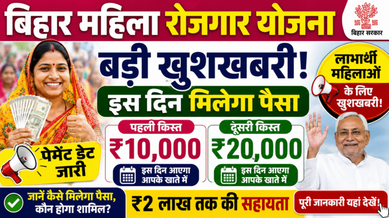 Bihar Mahila Rojgar Yojana Payment Date 2026: बिहार की महिलाओं को ₹10,000 और ₹20,000 की बड़ी सौगात, जानें कब आएगा पैसा
