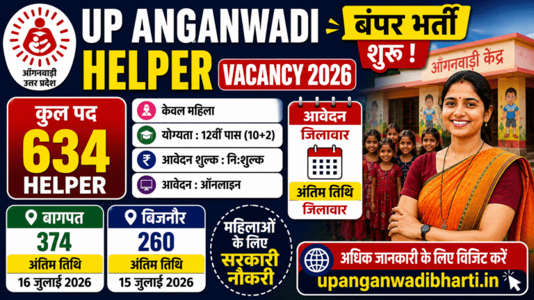 UP Anganwadi Sahayika Recruitment 2026: हजारों पदों पर भर्ती, ऑनलाइन आवेदन शुरू