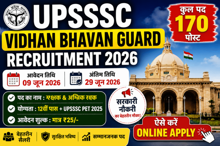 UPSSSC Vidhan Bhavan Guard Recruitment 2026: 170 पदों पर भर्ती, 12वीं पास करें आवेदन