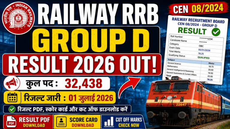 Railway RRB Group D Result 2026 Released: Zone Wise Merit List, Score Card & Cut Off PDF Download Railway RRB Group D Result 2026 Released: Zone Wise Merit List, Score Card & Cut Off PDF Download