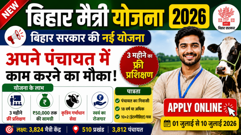 Bihar Maitri Yojana Apply Online 2026: बिहार मैत्री योजना के लिए ऑनलाइन आवेदन शुरू, जानें पात्रता, लाभ और आवेदन प्रक्रिया