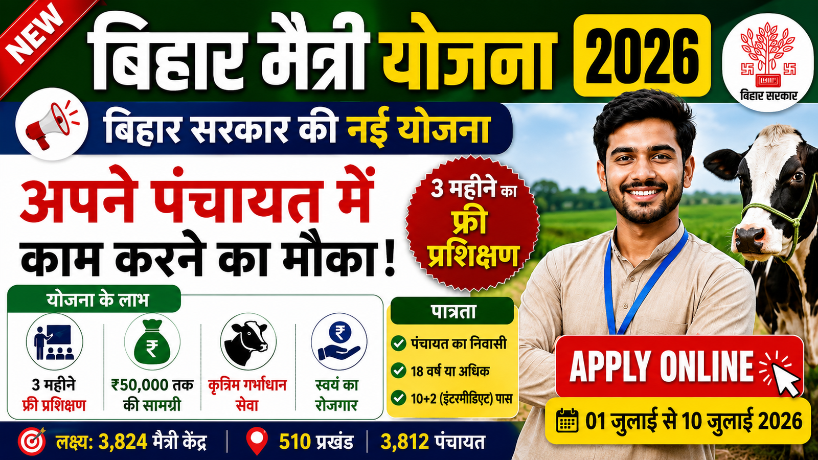 Bihar Maitri Yojana Apply Online 2026: बिहार मैत्री योजना के लिए ऑनलाइन आवेदन शुरू, जानें पात्रता, लाभ और आवेदन प्रक्रिया