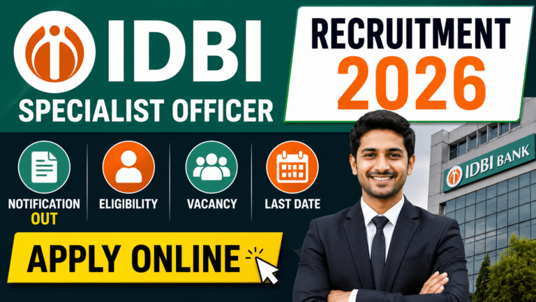 IDBI Bank Specialist Officer Bharti 2026: योग्यता, पदों की जानकारी और आवेदन प्रक्रिया