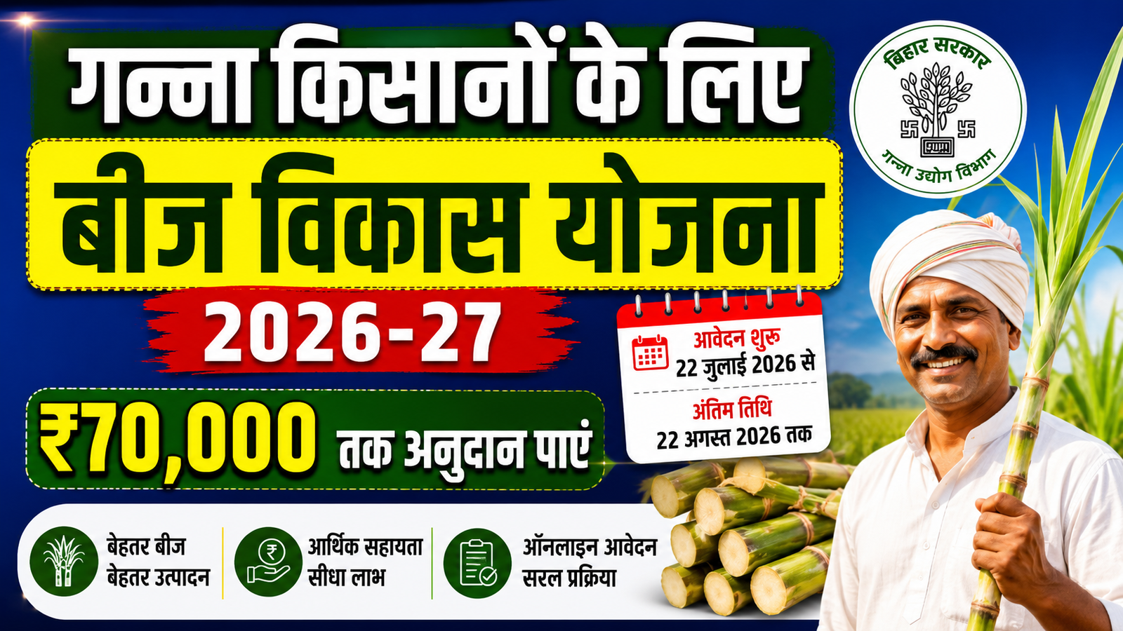 Bihar Beej Vikas Yojana 2026-27: गन्ना किसानों को मिलेगा अनुदान, ऐसे करें ऑनलाइन आवेदन - Full Details