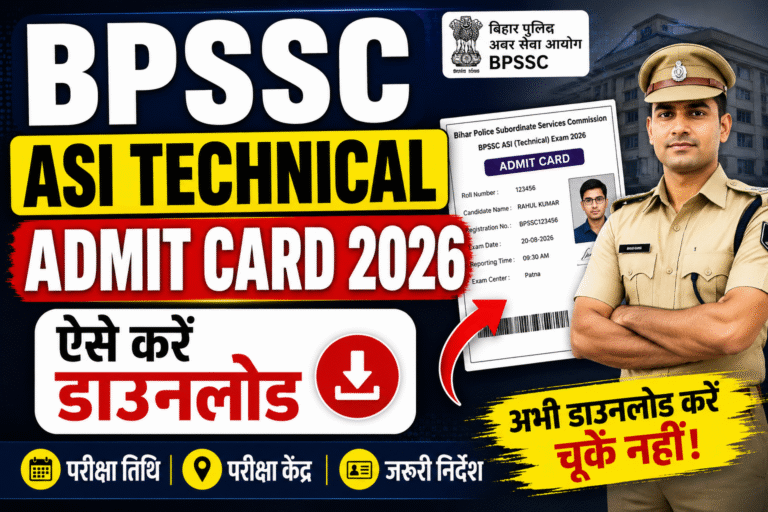 BPSSC ASI Technical Admit Card 2026: एडमिट कार्ड हुआ जारी, डाउनलोड करने का डायरेक्ट तरीका