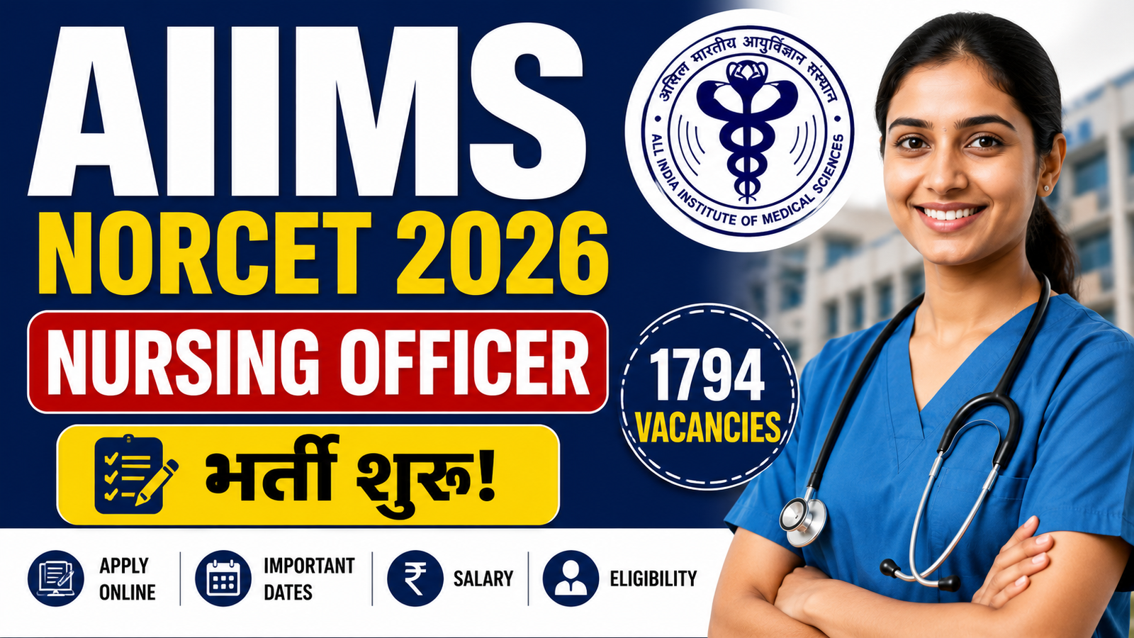 AIIMS Nursing Officer Vacancy 2026: बंपर भर्ती, जानें योग्यता और आवेदन प्रक्रिया