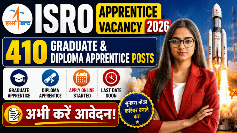 ISRO Apprentice Vacancy 2026: 410 पदों पर निकली भर्ती, जानें योग्यता और आवेदन प्रक्रिया