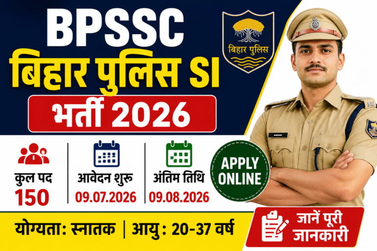 BPSSC Bihar Police Sub-Inspector Recruitment 2026: 150 SI पदों पर भर्ती, ऑनलाइन आवेदन शुरू | Notification, Eligibility, Last Date BPSSC Bihar Police Sub-Inspector Recruitment 2026: 150 SI पदों पर भर्ती, ऑनलाइन आवेदन शुरू | Notification, Eligibility, Last Date