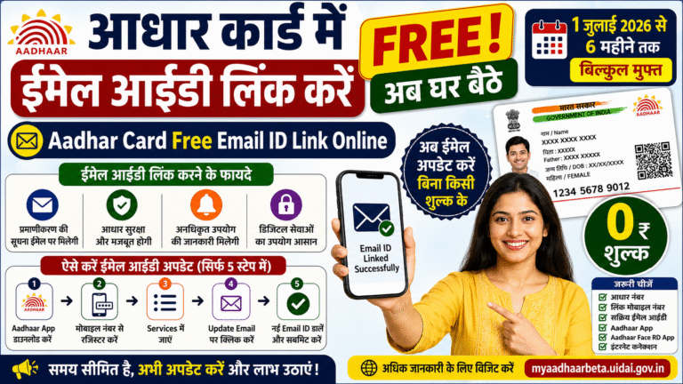 Aadhar Card Free Email ID Link Online 2026: अब घर बैठे बिल्कुल मुफ्त में करें आधार कार्ड में Email ID लिंक, जानें पूरी प्रक्रिया