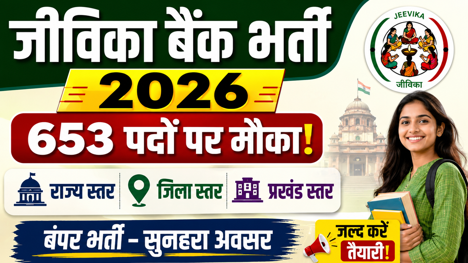 Bihar Jeevika Nidhi Bank Bharti 2026: बिहार जीविका निधि बैंक में नई भर्ती – राज्य, ज़िला और पंचायत स्तर – Full Details