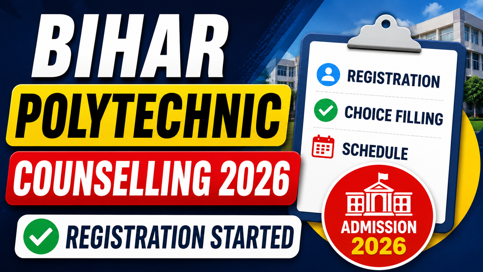 Bihar Polytechnic Counselling 2026 Online Apply: Counselling Process, Schedule & Required Documents