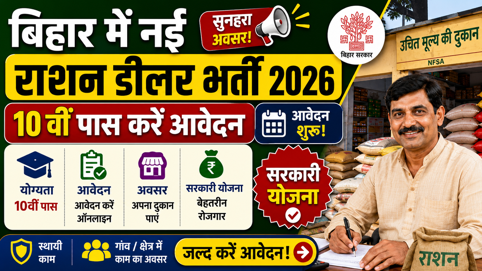 Bihar Ration Dealer Recruitment 2026: नई भर्ती का नोटिफिकेशन जारी, जानें आवेदन प्रक्रिया