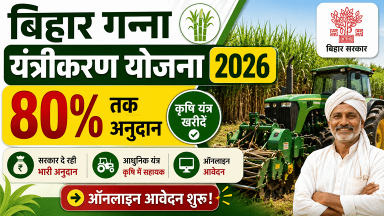 Bihar Ganna Yantrikaran Scheme 2026: कृषि यंत्रों पर 80% तक सब्सिडी, आवेदन शुरू
